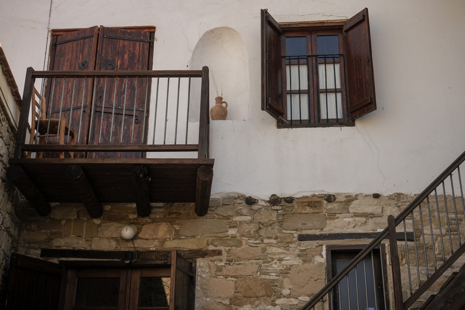 A traditional Cypriot-style balcony at the Teacher's House